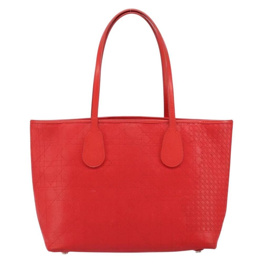 Christian Dior Canage Tote Bag Coated Canvas Red Silver Auth bs31647 - Picture 2 of 16